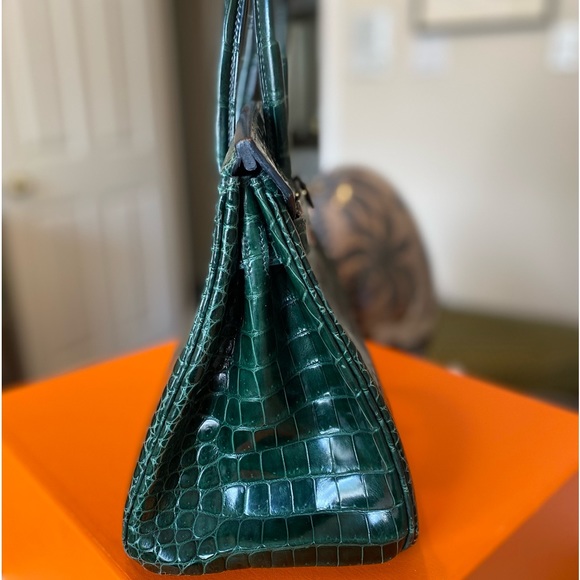 Hermes 30 Birkin in Green Crocodile - Picture 7 of 12